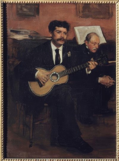 スペインのテノール、ロレンツォペイガンス（1838-1883）と父親 作： Edgar Degas