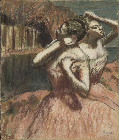 ドガ、エドガー（1834-1917）の「Deux danseuses - 二人の踊り子」。紙にパステル。サイズ：63,5x53cmストックホルム国立博物館 作： Edgar Degas