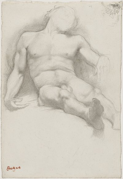 スタディ - リクライニングしたヌードの男性 作： Edgar Degas