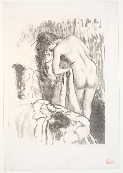 彼女のトイレに立っている裸の女性 作： Edgar Degas