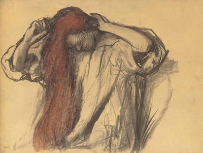 髪を整える女性 作： Edgar Degas