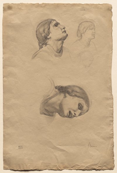 若いイタリア人女性の頭の4つの研究、1856。 作： Edgar Degas