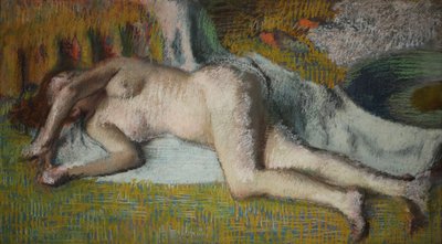 フランス語: Après le bain (femme nue couchée) 作： Edgar Degas