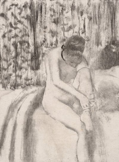 ストッキングを履く少女、1876-77年。 作： Edgar Degas