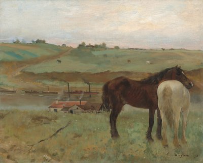 牧草地の馬 作： Edgar Degas