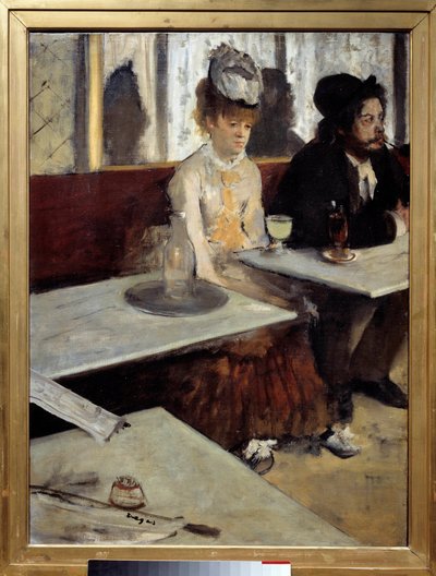 カフェでは「アブサン」とも書かれている エドガー・ドガ（1834-1917）の絵画 1875-1876 Sun.92x68m パリ、オルセー美術館。 作： Edgar Degas