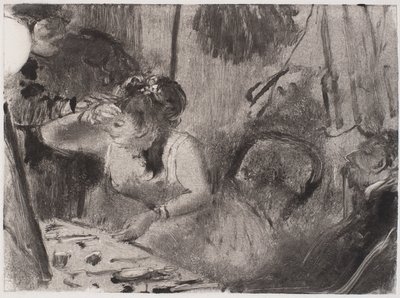 親密さ、c。 1877-80（黒のモノタイプ） 作： Edgar Degas