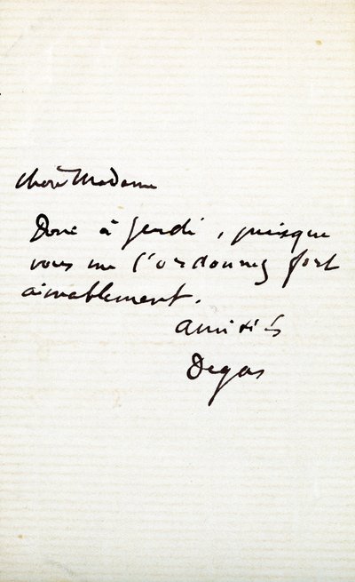 アーティストからベルトモリゾへの手紙（1841〜95年） 作： Edgar Degas