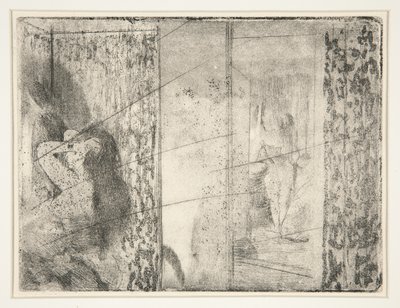 Loges d&39;Actrices（女優のドレッシングルーム）、c.1875（エッチングとアクアチント） 作： Edgar Degas