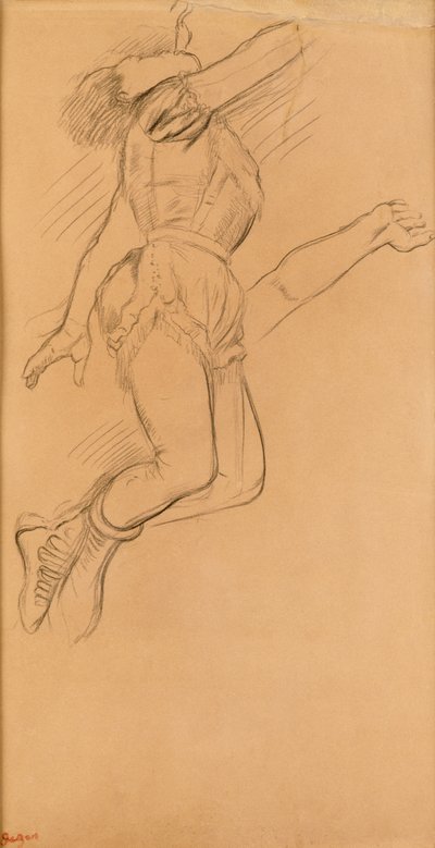 1879年のサーカスフェルナンドでのマドモアゼルララ（茶色の紙に黒いクレヨン） 作： Edgar Degas