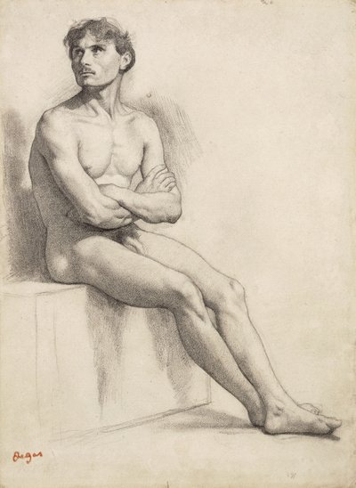 男座り、ヌード研究、1858 作： Edgar Degas