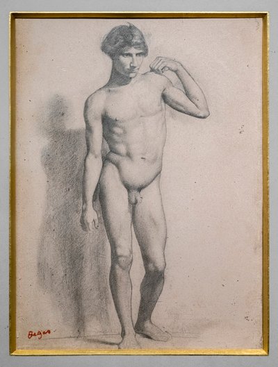 立つ男。1856年から1858年頃。紙にグラファイト。 作： Edgar Degas