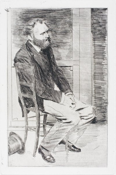 座るマネ、右を向く 作： Edgar Degas