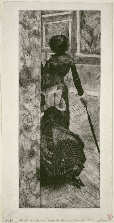 ルーブルの絵画ギャラリーにあるメアリーカサット、1879-80年 作： Edgar Degas