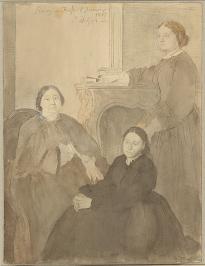 ミシェル・ミュッソン夫人と娘のエステルとデジレ 作： Edgar Degas