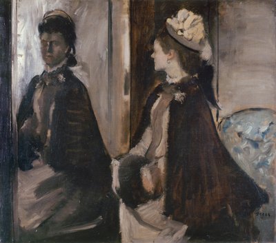 鏡の中のジャントー夫人c。 1875 作： Edgar Degas