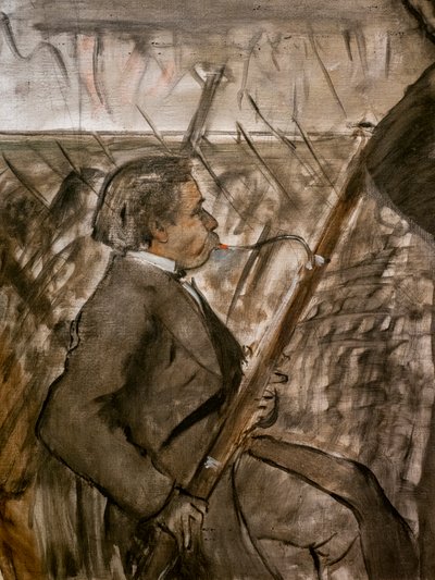 オーケストラの音楽家たち（詳細）。1870年頃油彩・キャンバス 作： Edgar Degas