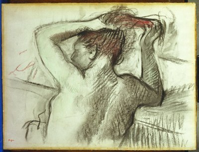 彼女の髪をとかすヌード 作： Edgar Degas