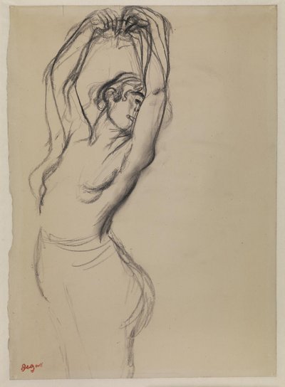 腕を上げた裸のダンサー 作： Edgar Degas