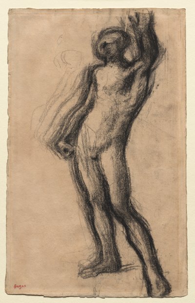 立っているヌードマン、左手を上げたc。 1900。 作： Edgar Degas