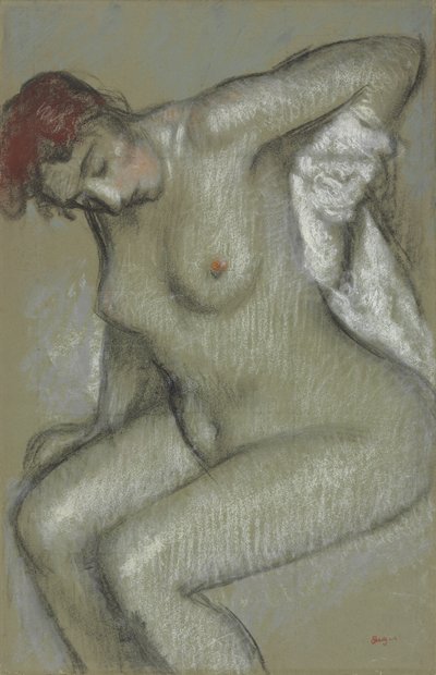 ヌードの女性自身を乾燥させます。裸の女性が体を拭く1895 作： Edgar Degas
