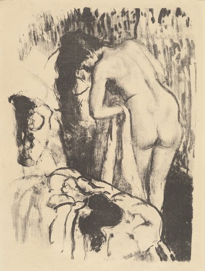 裸の女性が立って自分を乾かす（Femme nue debout、a sa toilette）、c.1890 作： Edgar Degas