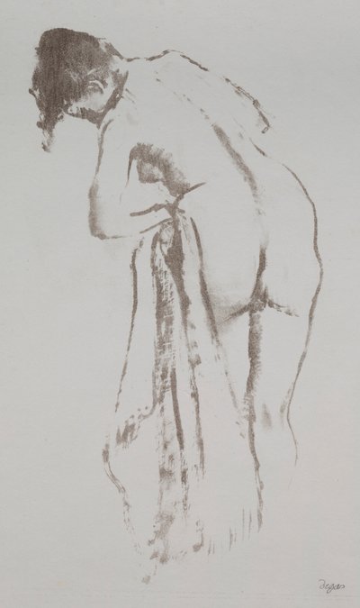 タオルでヌードの女性、立っている、1891-92。 作： Edgar Degas