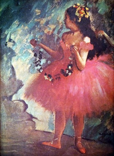 エドガー・ドガによるバラのドレスのダンサーというタイトルの絵画 作： Edgar Degas