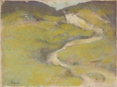 Pathway in a Field、1890（油中のモノタイプよりパステル） 作： Edgar Degas
