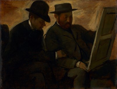絵画を調べるポールラフォンとアルフォンスシェルフィル、1878年〜1880年 作： Edgar Degas