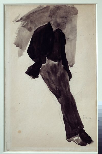 エドゥアール・マネの肖像 エドガー・ドガ（1834-1917）によるチャイナ・インク・ウォッシュのドローイング 1860年頃 日の丸0.35 x 0.20 m パリオルセー美術館 作： Edgar Degas