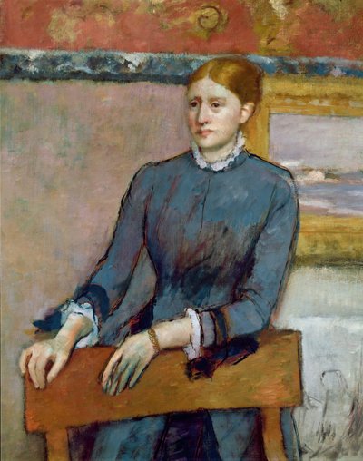 彼女の父親の研究におけるヘレン・ルーアの肖像画、ヘレンの詳細、キャンバス上の1886年の油彩 作： Edgar Degas