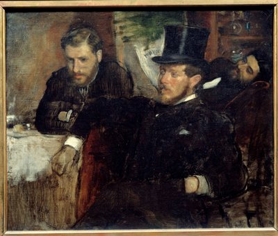 画家の友人であるエンジニアのジャントー（1840-1906）、リヴェール、レーヌ（1841-1888）の肖像画 エドガー・ドガ（1834-1917）の絵画 1871年 Sun.0,38x0,47 m パリ、オルセー美術館 作： Edgar Degas
