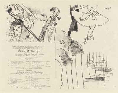 Soiree Artistiqueのプログラム（Lycée de Nantesの元学生の夕べのプログラム） 作： Edgar Degas