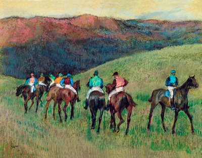 風景の中の競走馬、1894 作： Edgar Degas