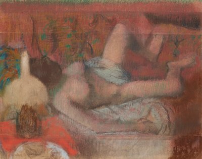 寝そべった裸婦 1888-90年頃 モノタイプにパステル、紙 作： Edgar Degas