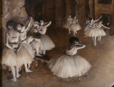 ステージでのバレエのリハーサル 作： Edgar Degas