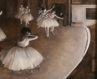 ステージでのバレエのリハーサル 作： Edgar Degas
