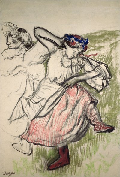 ロシアのダンサー、1899年頃（トレーシングペーパーに木炭とパステル） 作： Edgar Degas