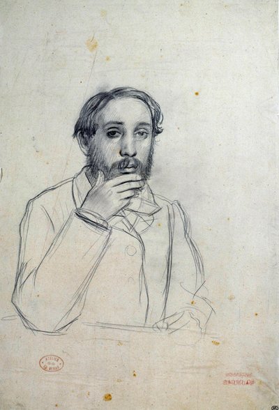 エドガー・ドガ（1834-1917）の自画像デッサン 19世紀 日0.36x0.24 m パリ、ルーヴル美術館 作： Edgar Degas