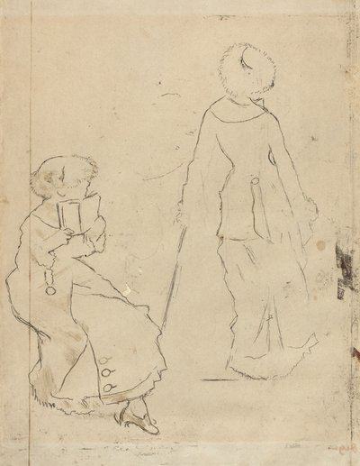 「ルーヴル美術館のメアリー・カサット」のための習作 [裏面] 作： Edgar Degas
