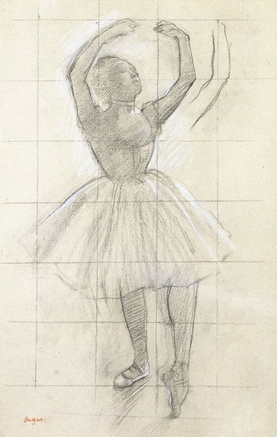 写真からのダンサーのポーズのための研究、c.1874 作： Edgar Degas