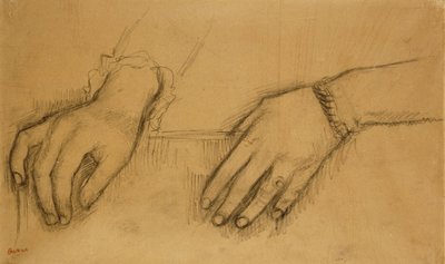 ヘレン・ルーアの肖像画のための手の研究;手の研究、ヘレン・ルーアールの肖像のために、c.1886 作： Edgar Degas