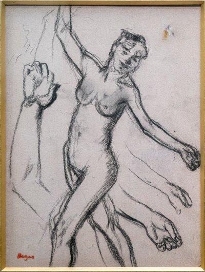ある女性の習作。1878年、紙に木炭。 作： Edgar Degas