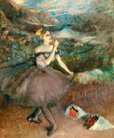 花の花束を持つダンサー 作： Edgar Degas