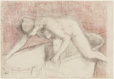 お風呂（チョークとパステル画） 作： Edgar Degas