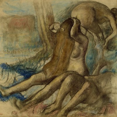 The Bathers、c.1890-1895（トレーシングペーパーにパステルと木炭） 作： Edgar Degas