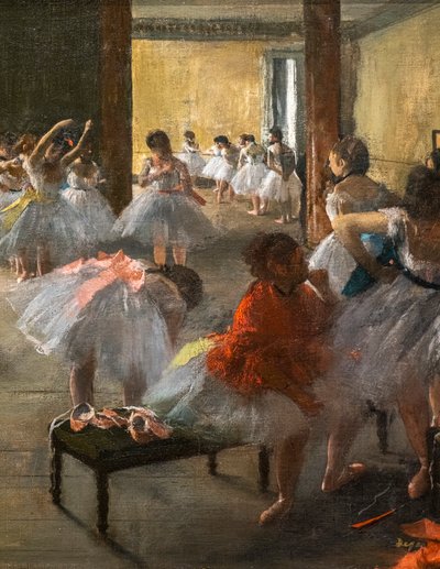 ダンス教室（詳細）。1873.キャンバスに油彩。 作： Edgar Degas