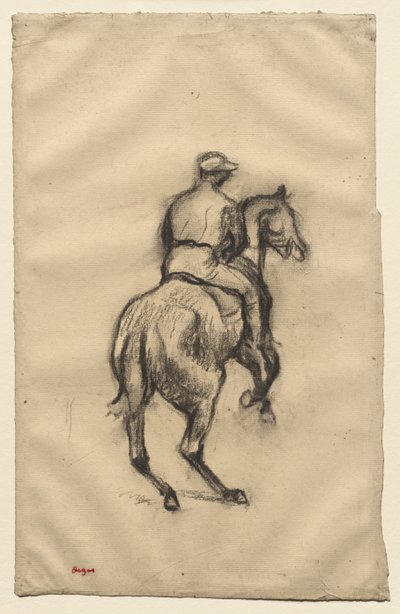 ジョッキー、c.1885-1900（紙に木炭） 作： Edgar Degas