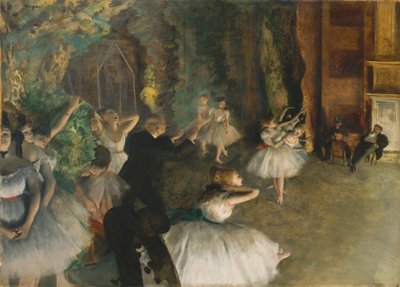 ステージでのバレエのリハーサル、c.1878-79 作： Edgar Degas